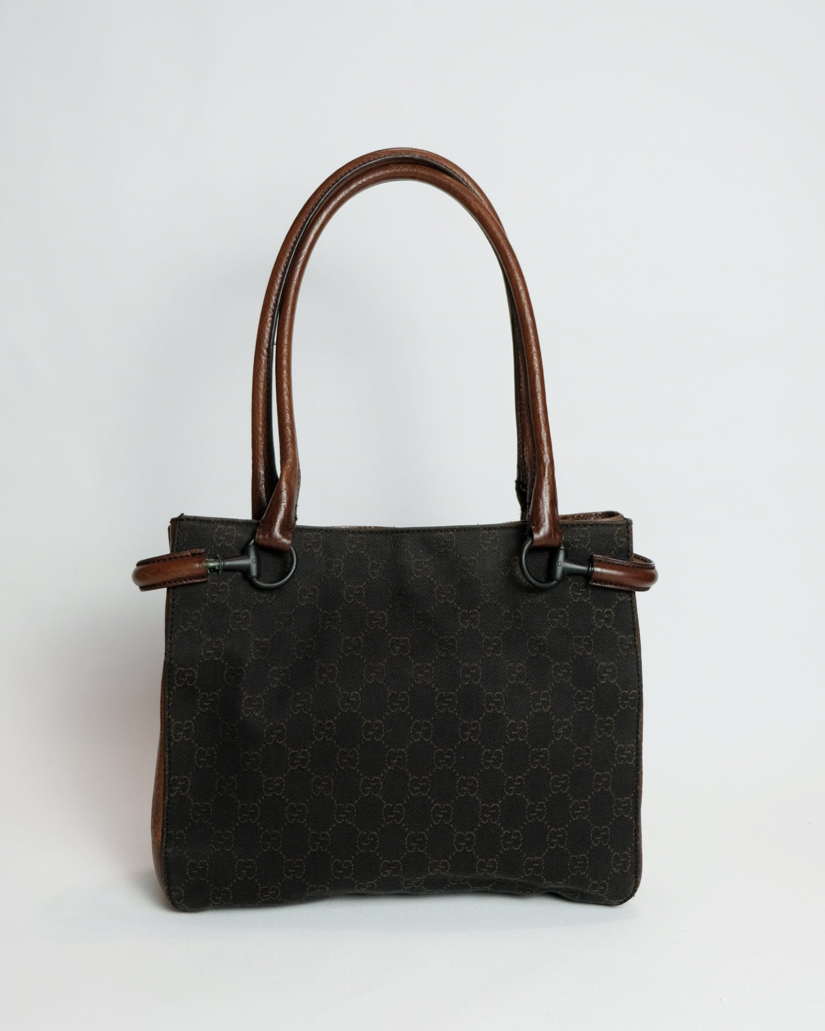 Gucci Chocolate GG Canvas Horsebit Shoulder Bag by Tom Ford – Half 