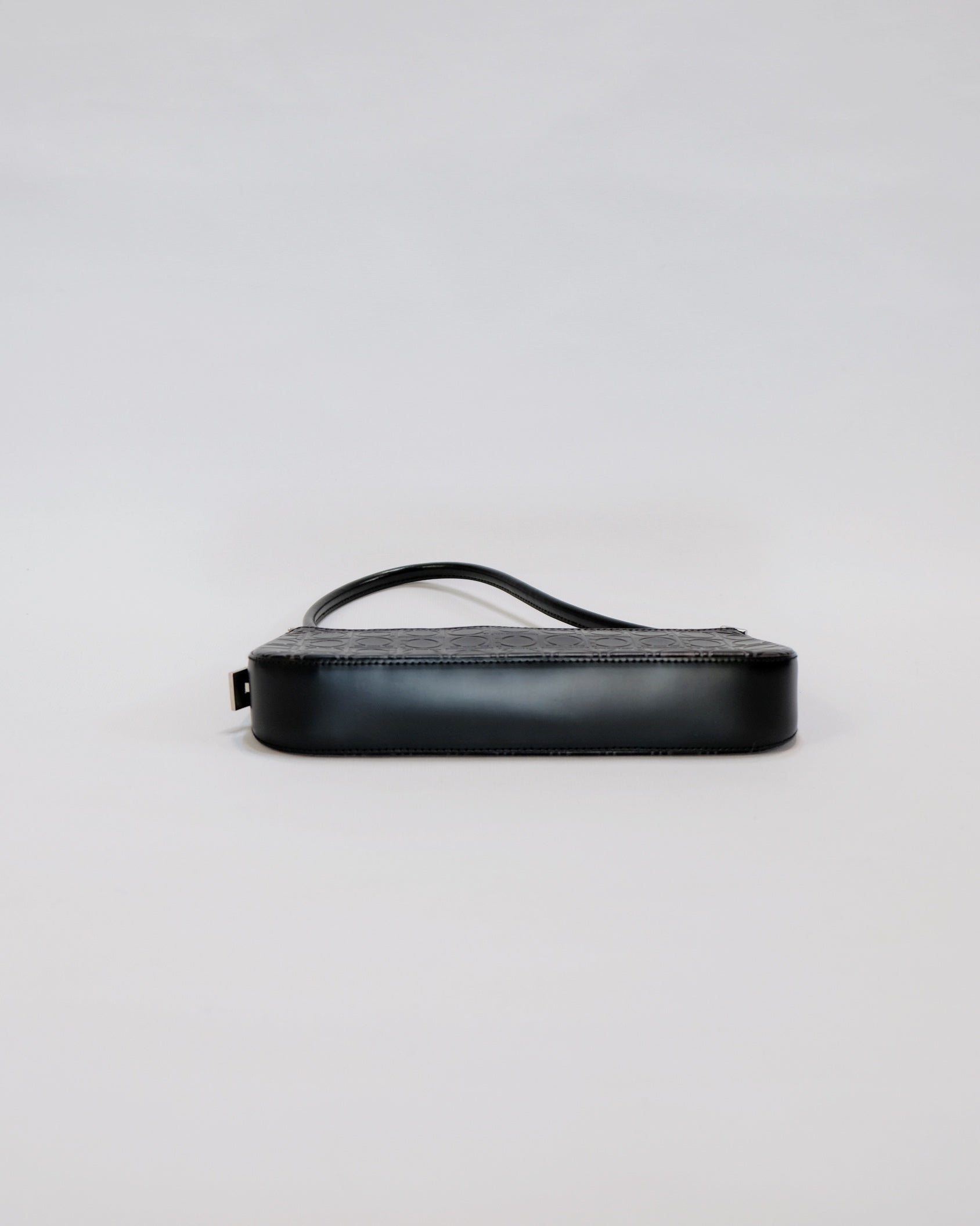 Ferragamo Gancini Black Leather Baguette
