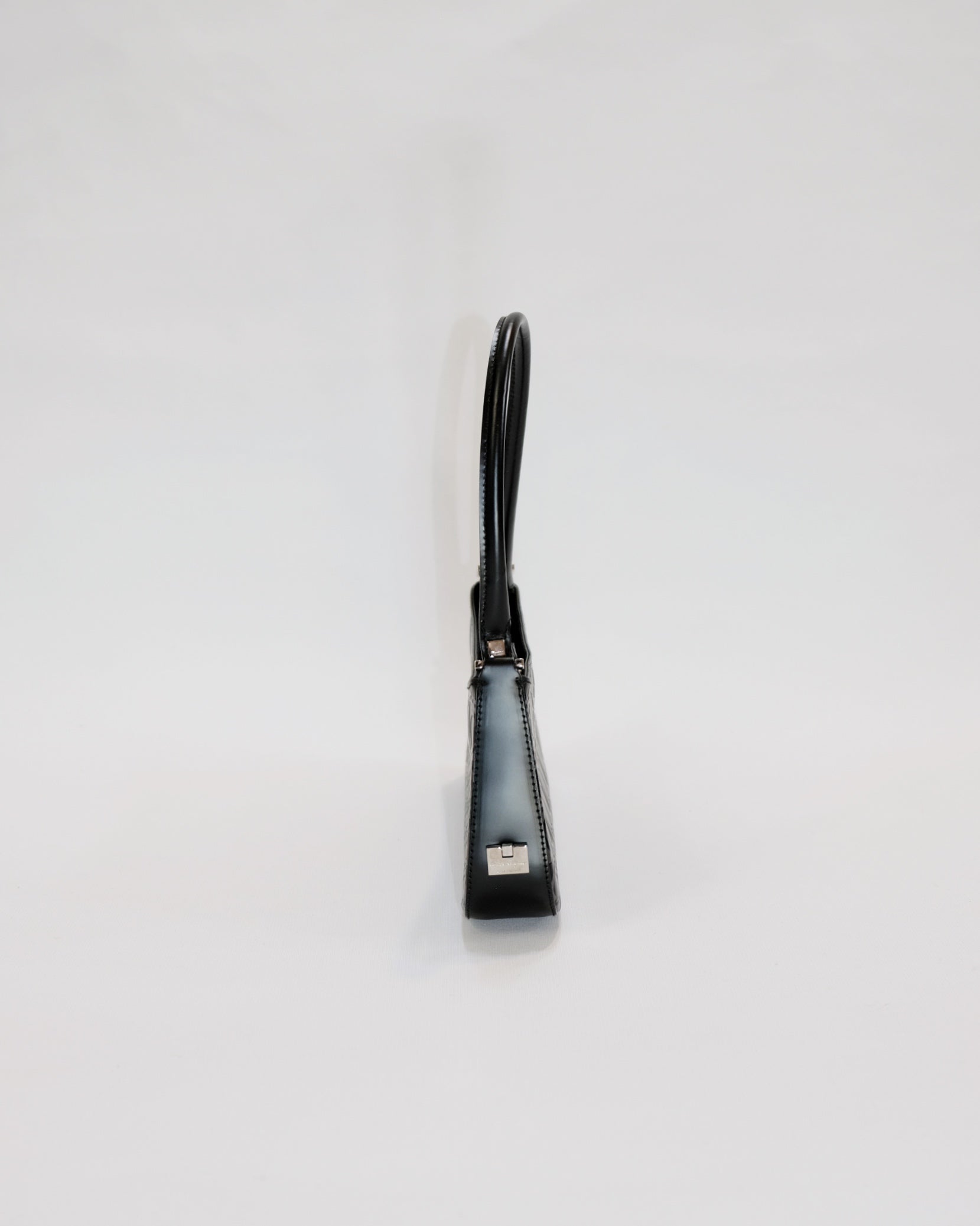 Ferragamo Gancini Black Leather Baguette