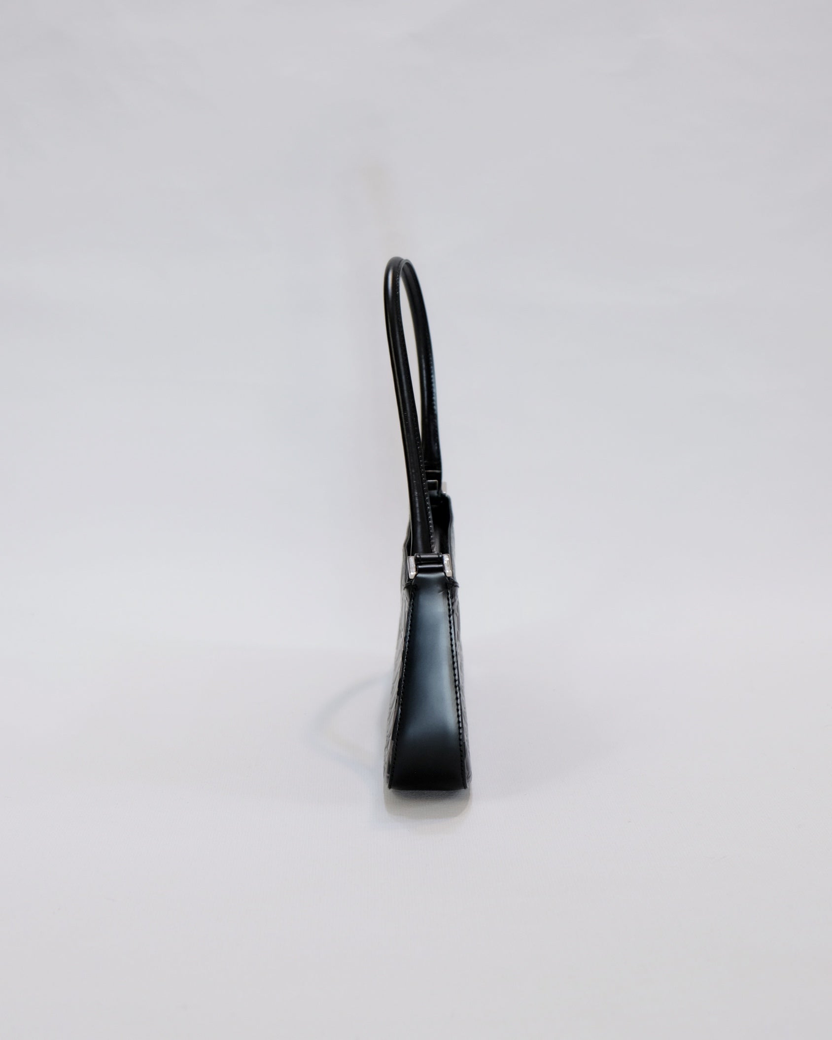 Ferragamo Gancini Black Leather Baguette