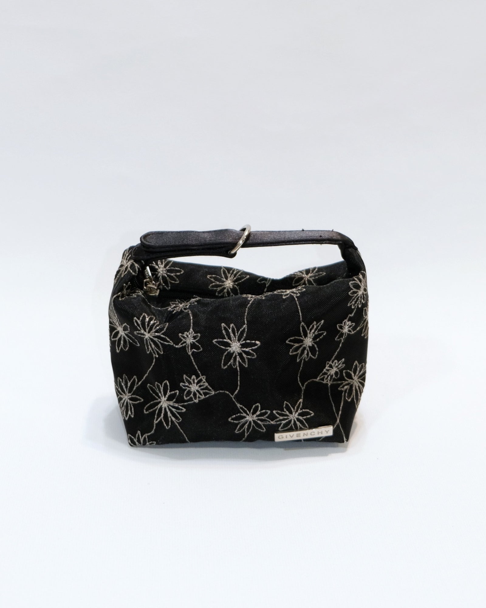 Givenchy Black Floral Embroidered Pouch