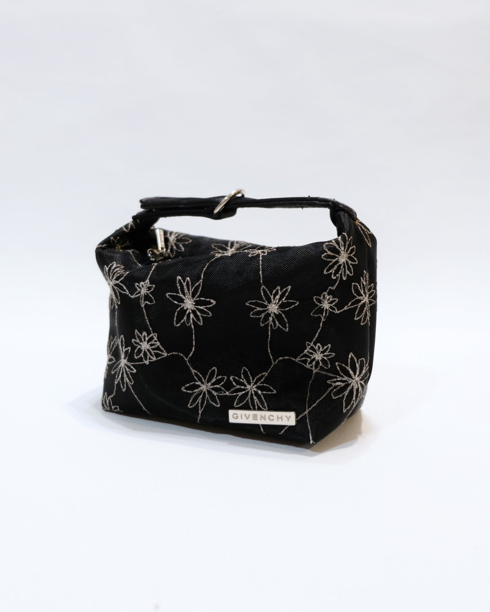 Givenchy Black Floral Embroidered Pouch