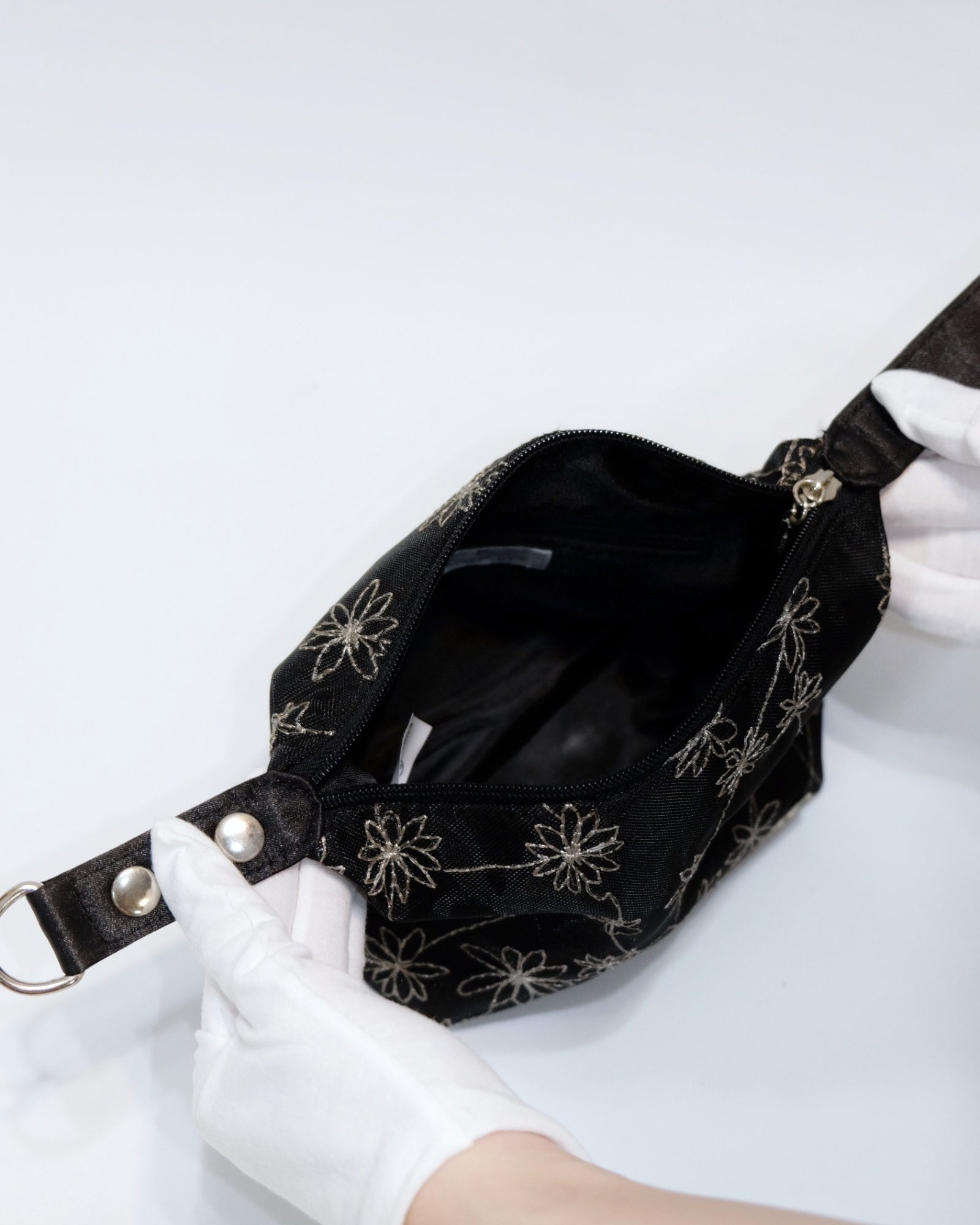 Givenchy Black Floral Embroidered Pouch