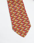 Ferragamo Vintage Red Silk Tie with Duck Print