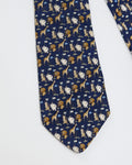 Ferragamo Vintage Blue Silk Tie with Animals Print