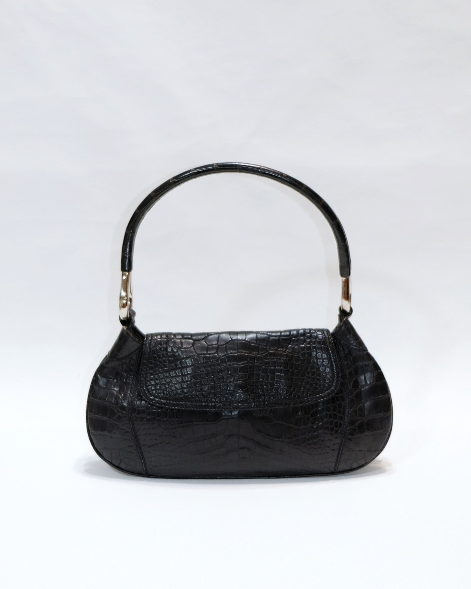 Prada Alligator Metal Handle Swing Bag