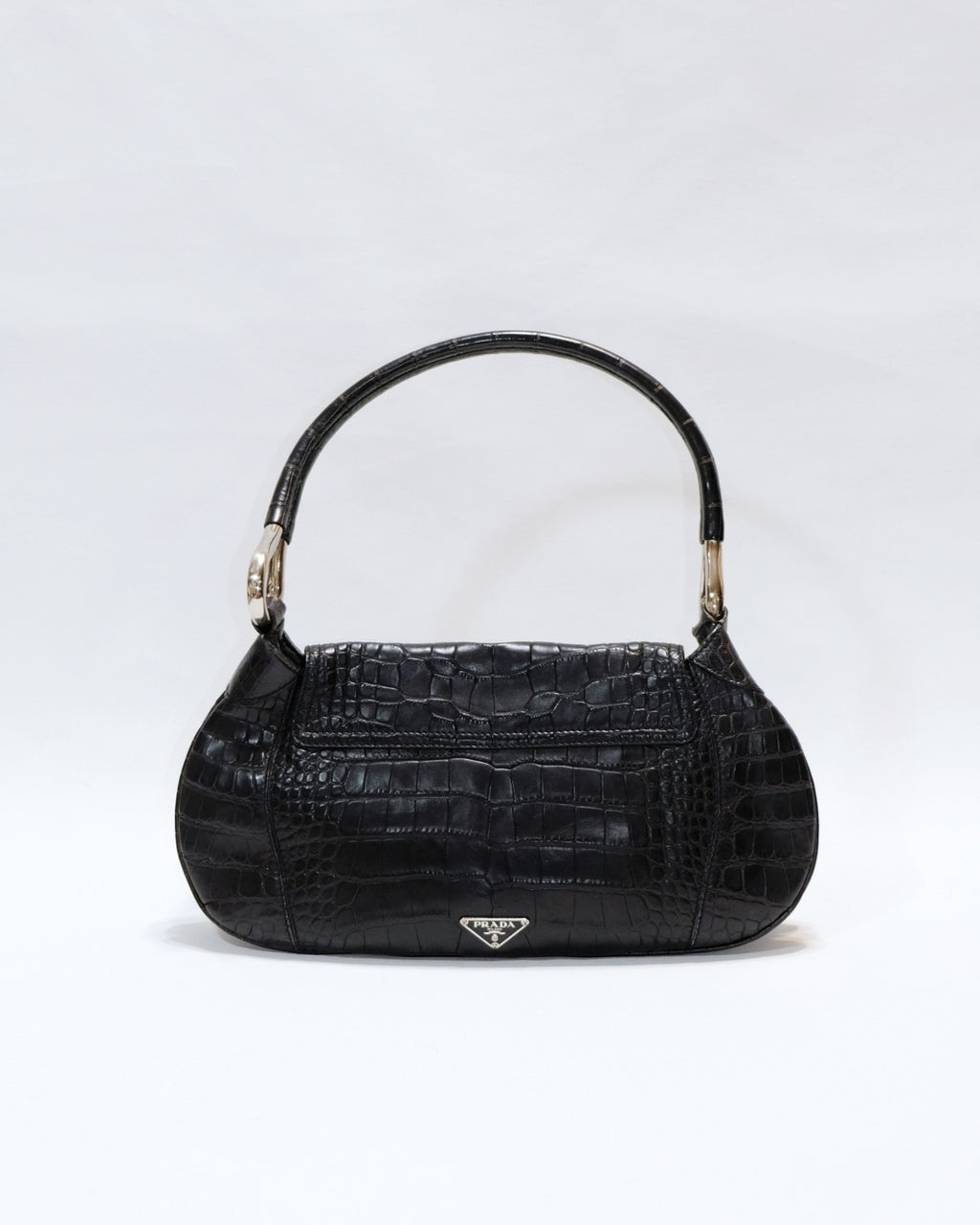 Prada Alligator Metal Handle Swing Bag