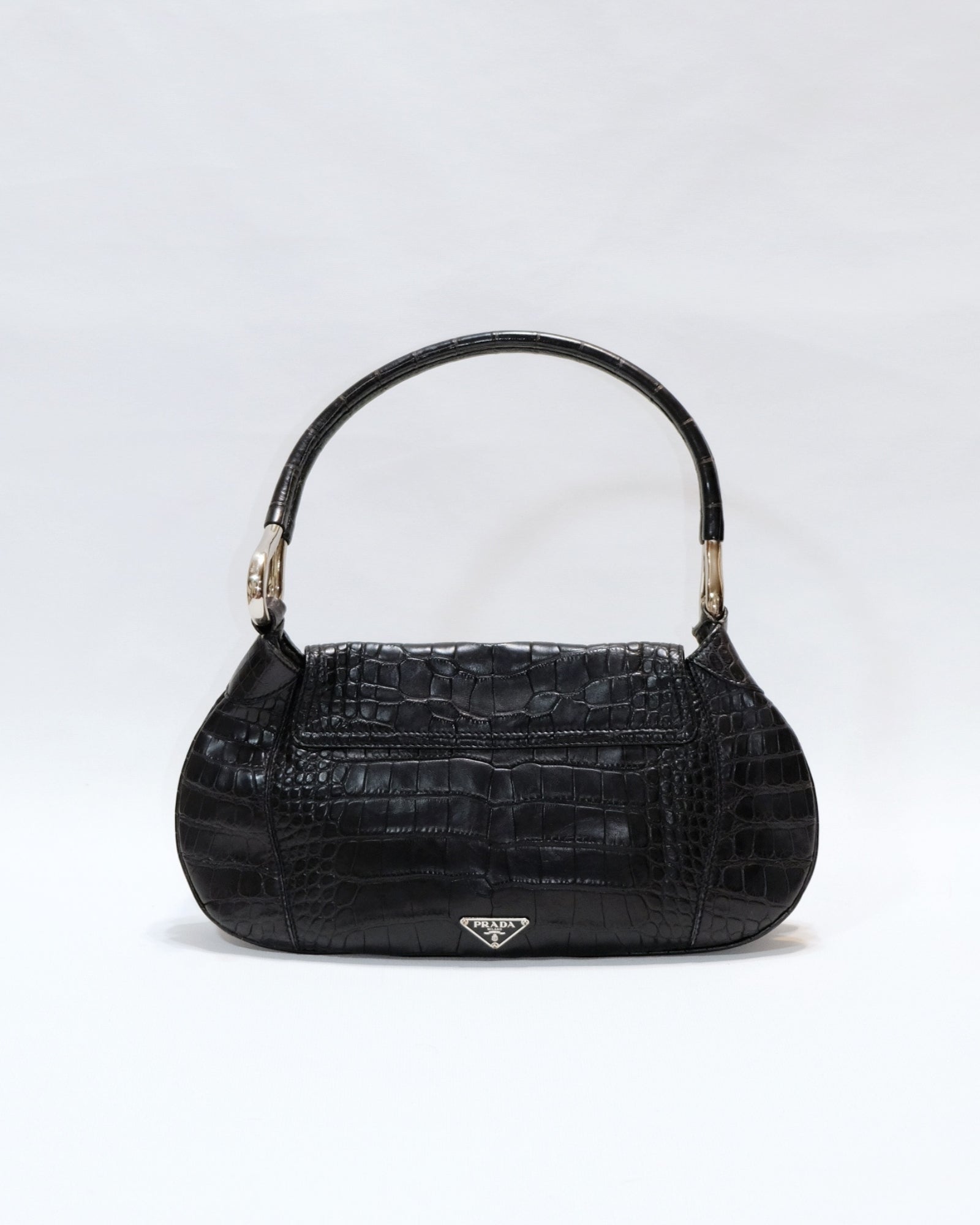 Prada Alligator Metal Handle Swing Bag