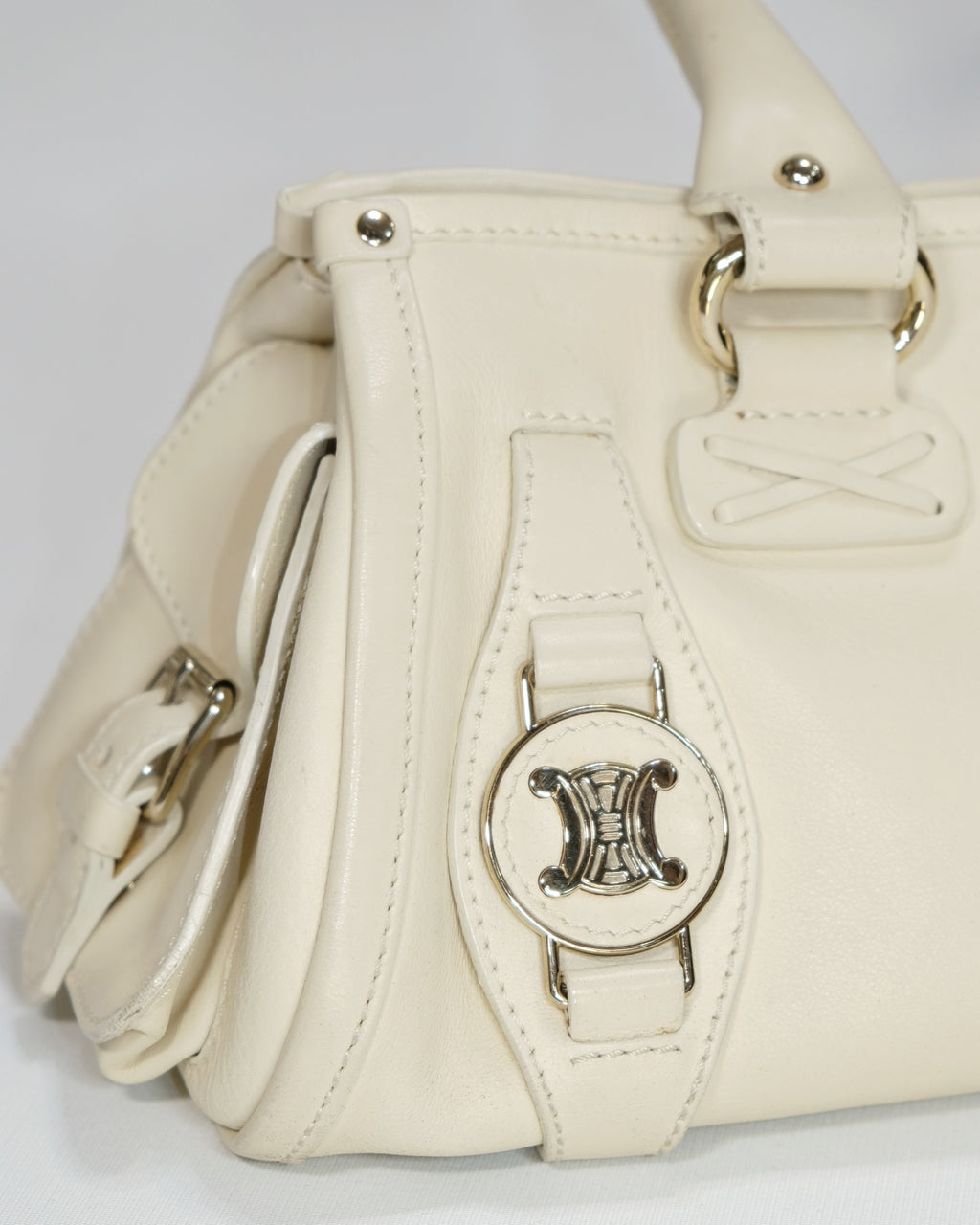 Vintage Rare Celine Ivory Triomphe Hangbag