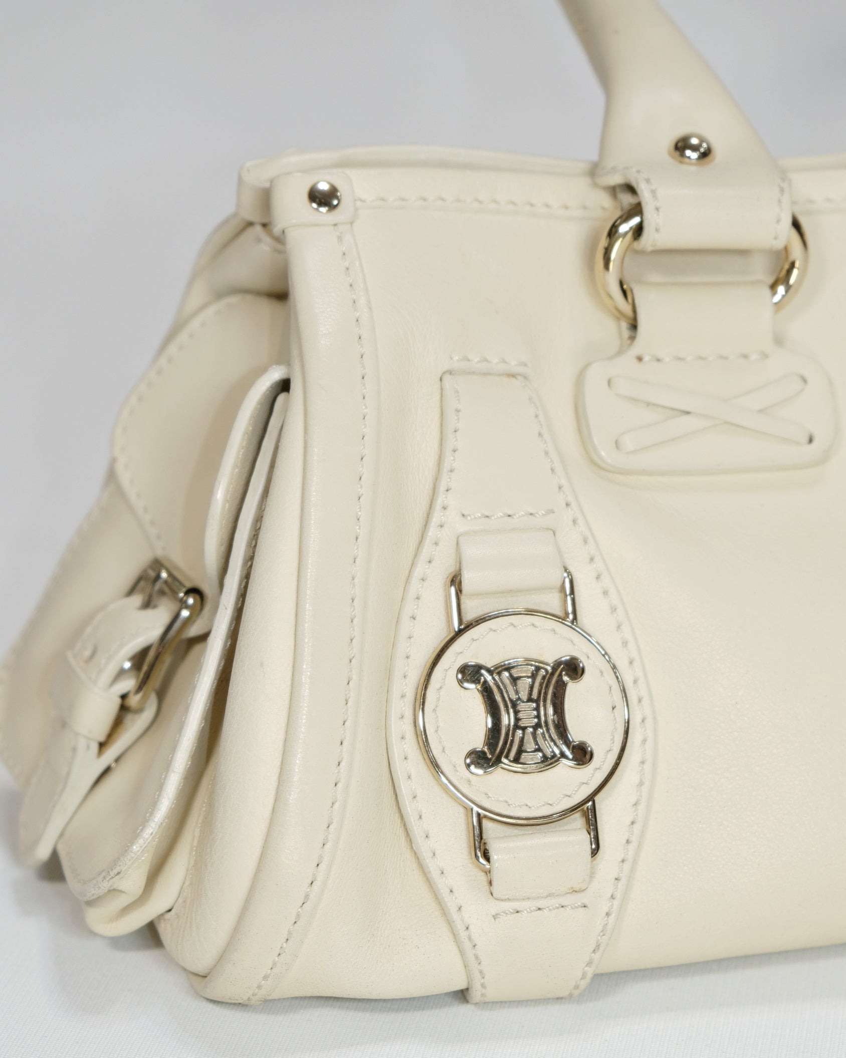 Vintage Rare Celine Ivory Triomphe Hangbag