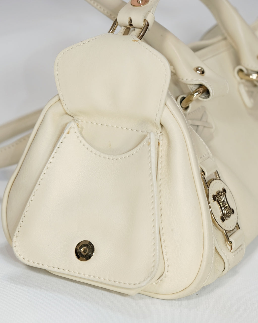 Vintage Rare Celine Ivory Triomphe Hangbag