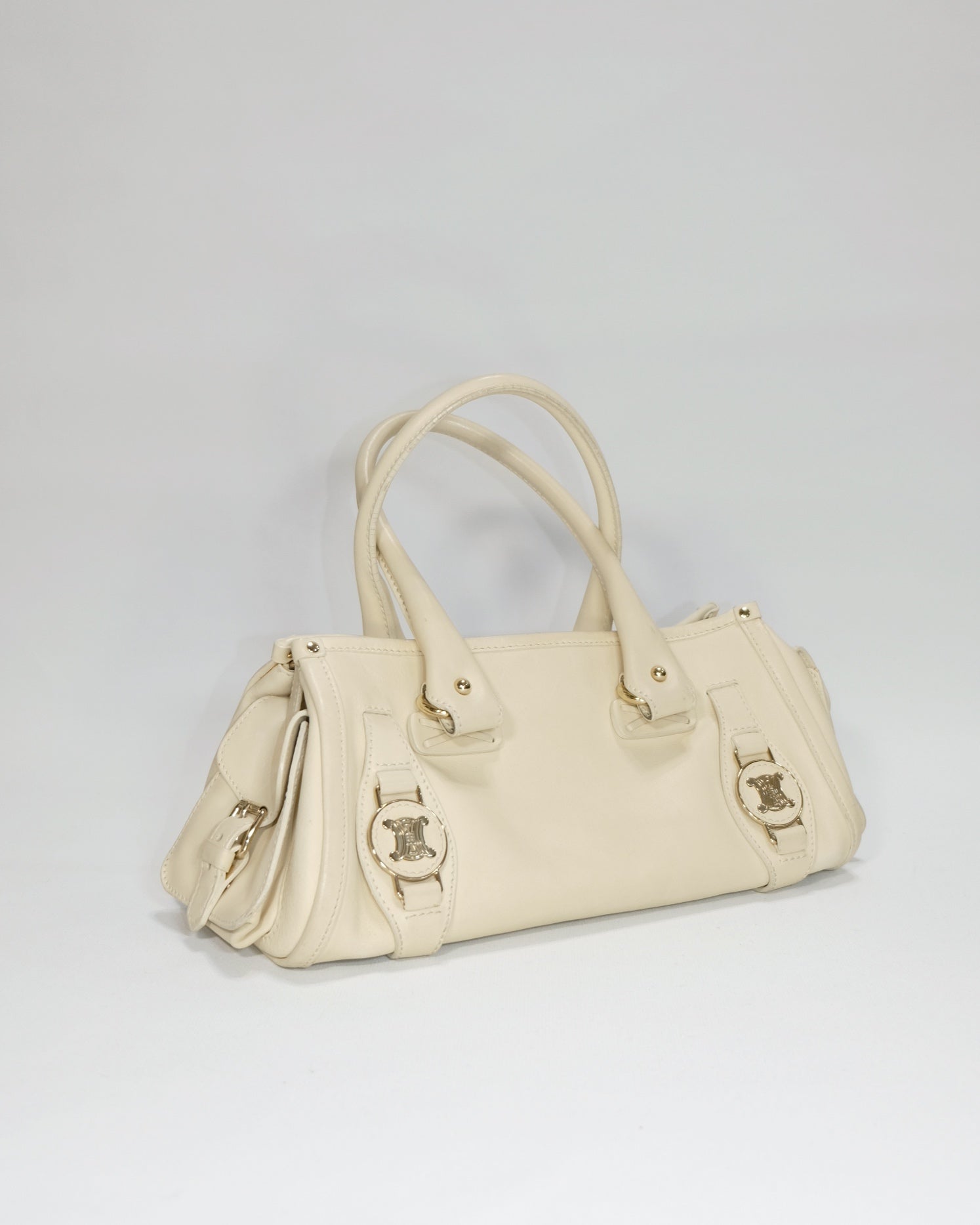 Vintage Rare Celine Ivory Triomphe Hangbag
