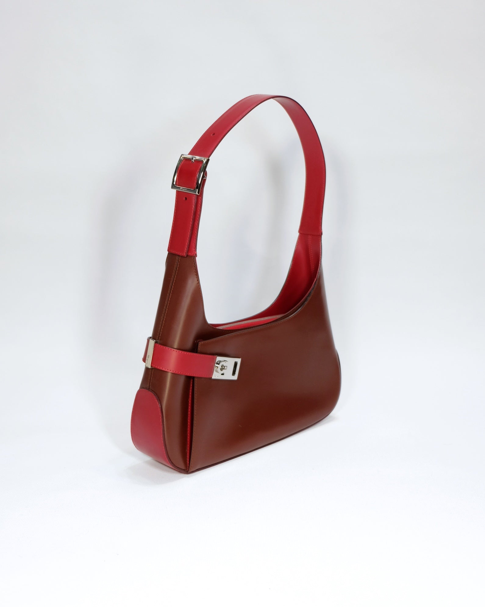Ferragamo Vintage Red Asymmetrical Hobo