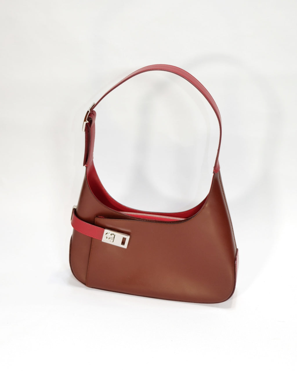 Ferragamo Vintage Red Asymmetrical Hobo