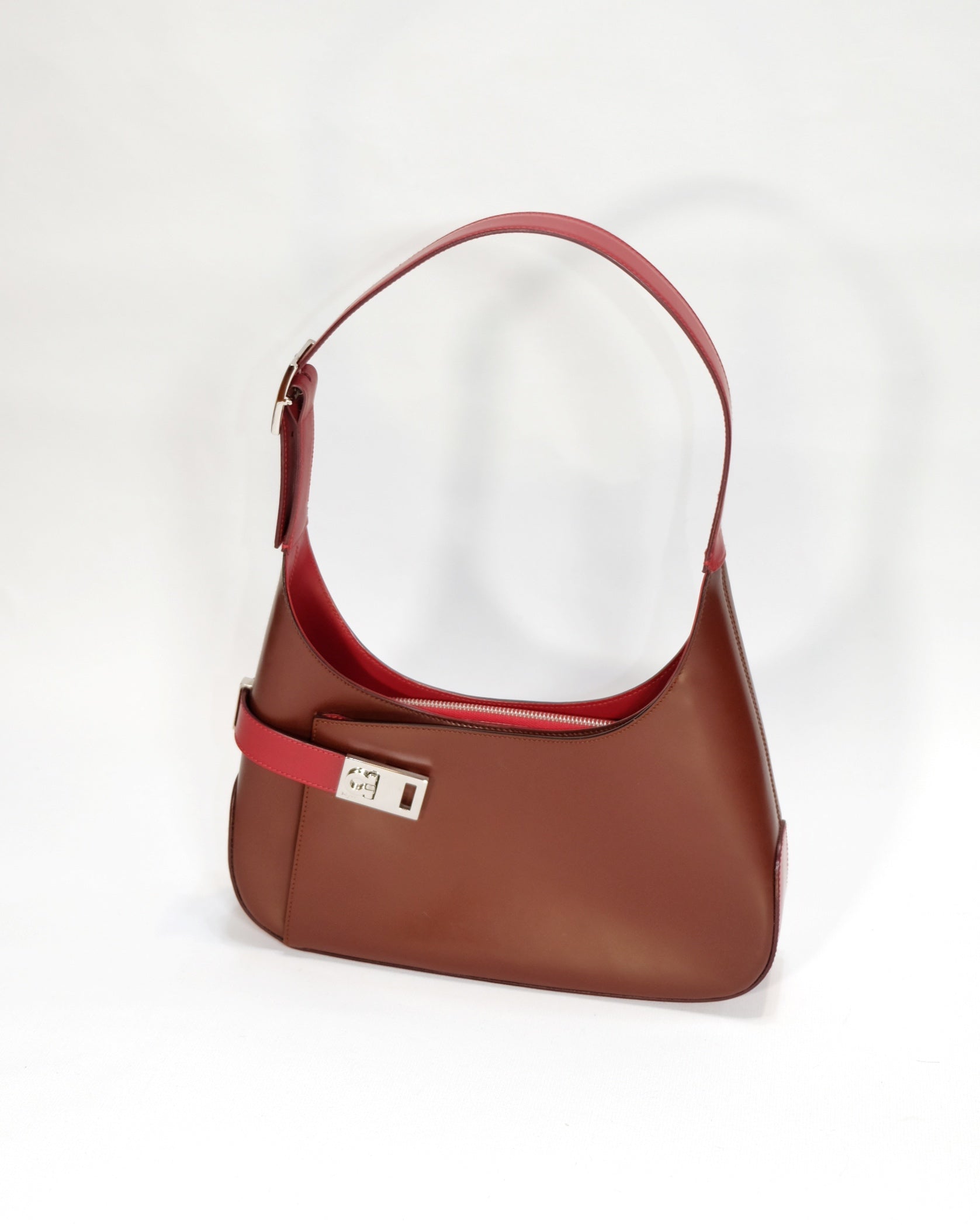 Ferragamo Vintage Red Asymmetrical Hobo