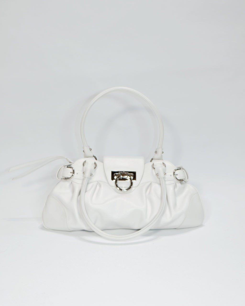 Vintage Ferragamo White Marisa Gancini Shoulder Bag