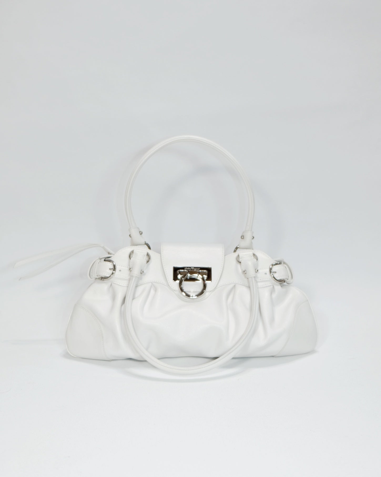 Vintage Ferragamo White Marisa Gancini Shoulder Bag