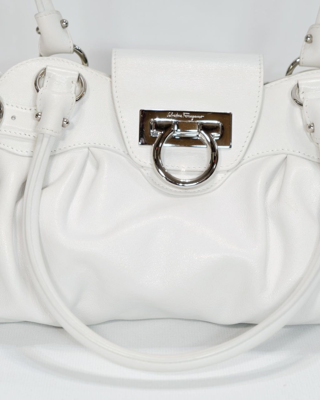 Vintage Ferragamo White Marisa Gancini Shoulder Bag