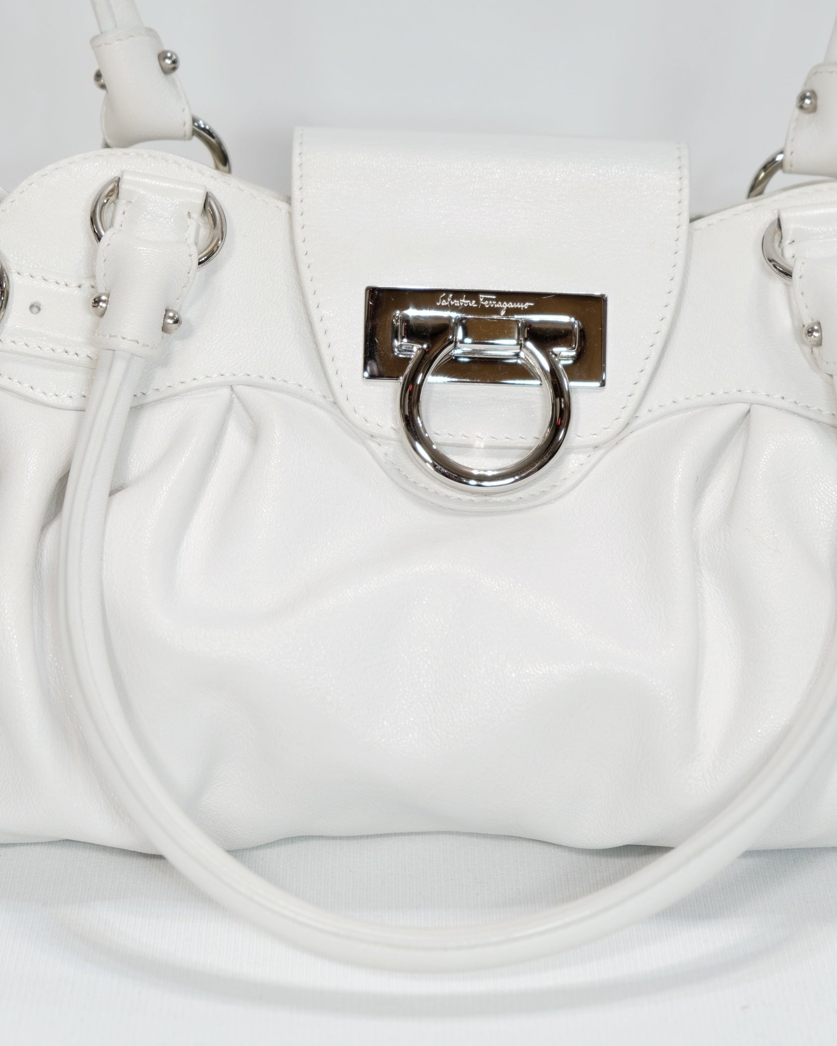 Vintage Ferragamo White Marisa Gancini Shoulder Bag