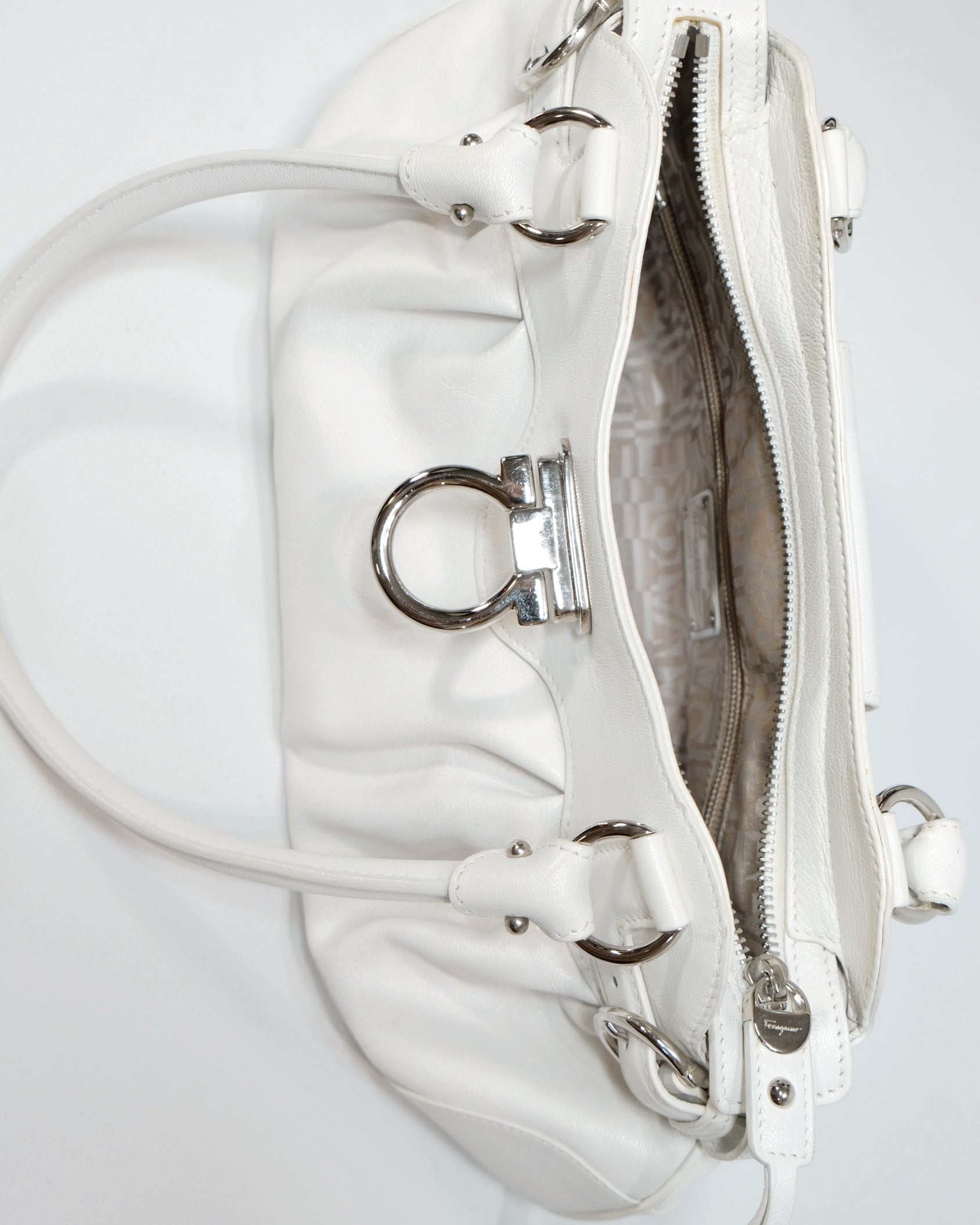Vintage Ferragamo White Marisa Gancini Shoulder Bag
