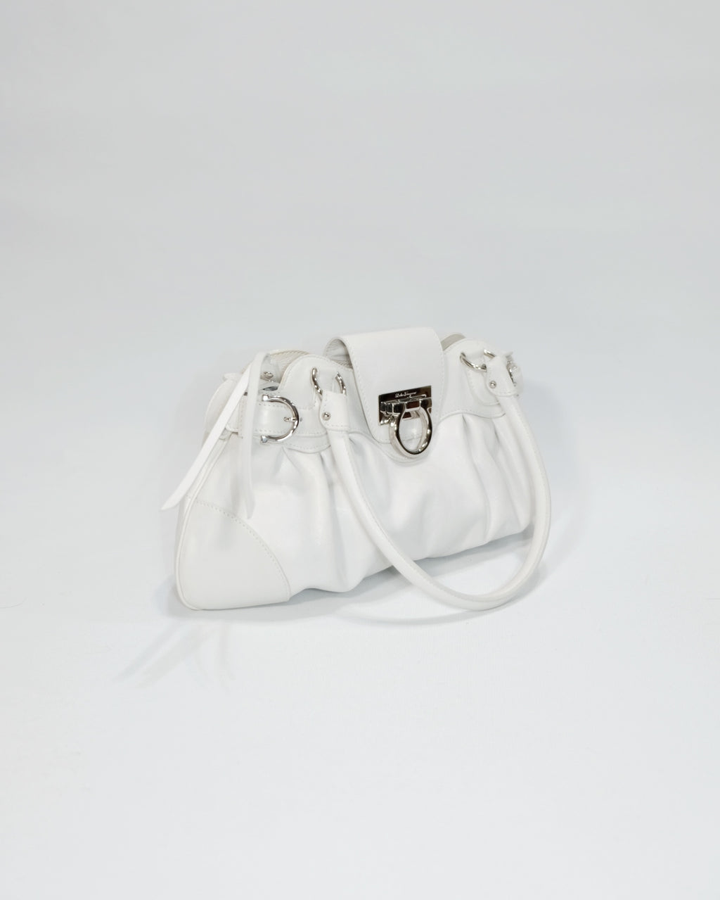 Vintage Ferragamo White Marisa Gancini Shoulder Bag