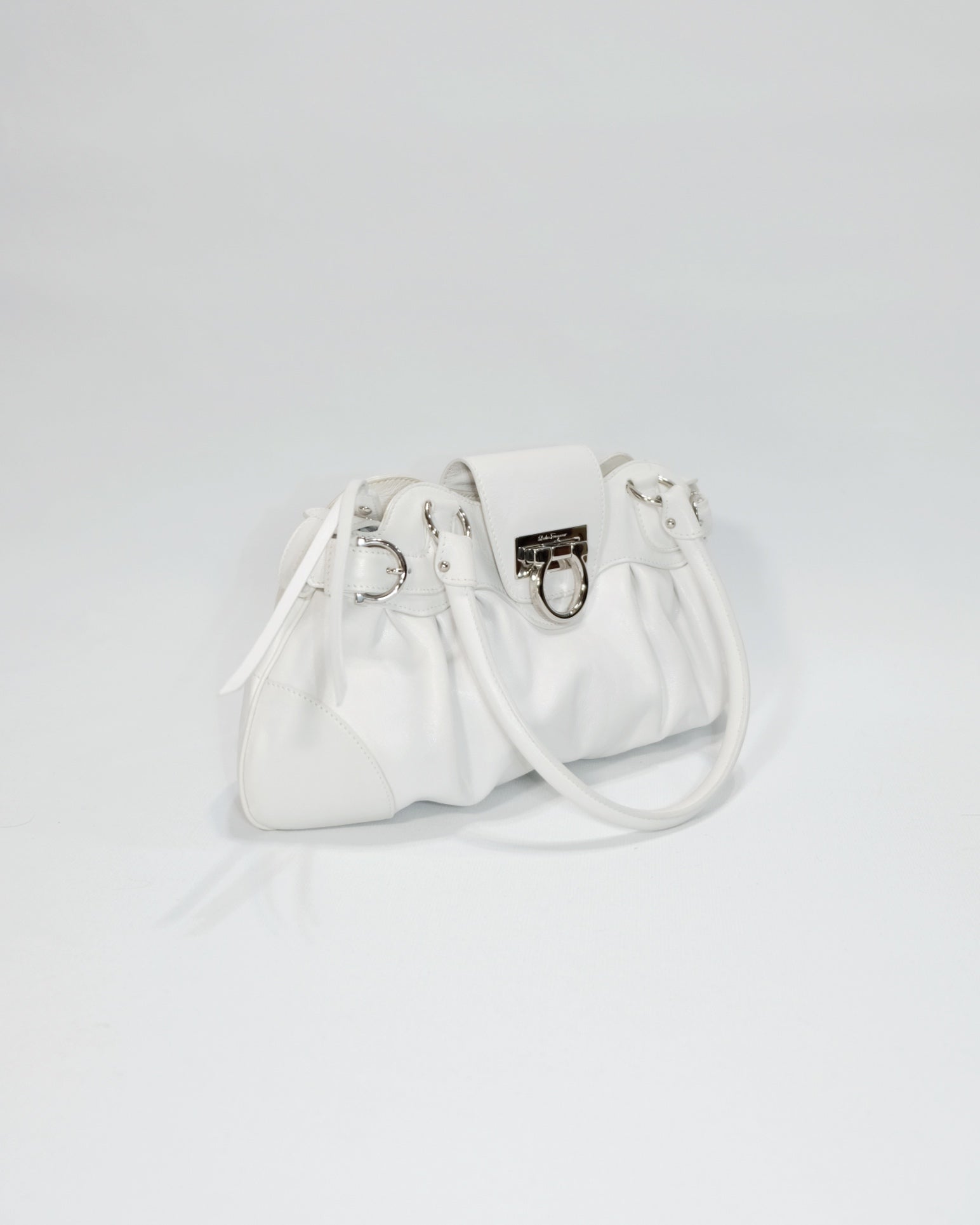 Vintage Ferragamo White Marisa Gancini Shoulder Bag