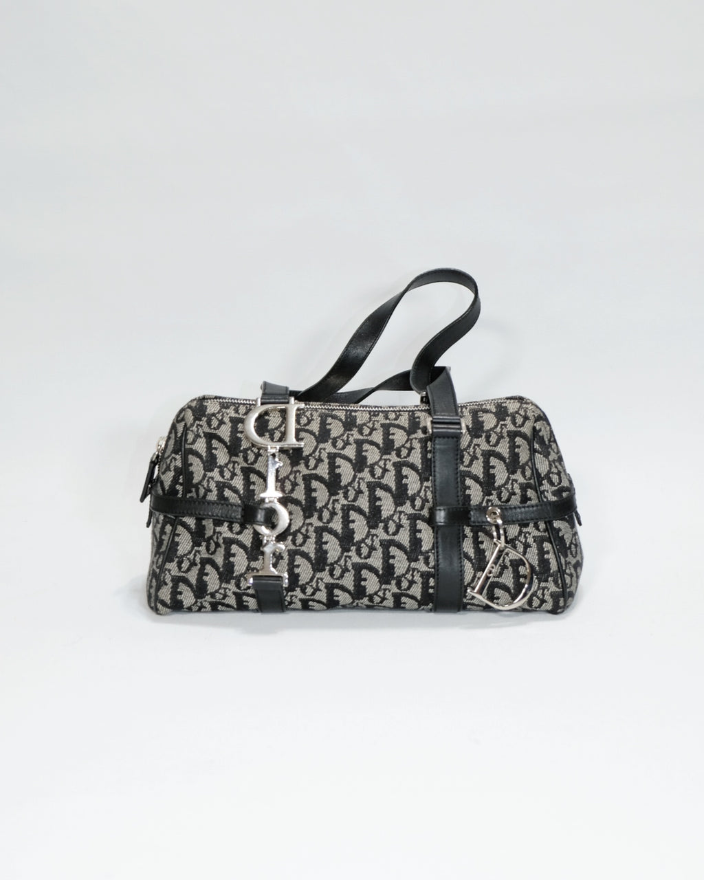Vintage Dior Trotter Oblique Boston Handbag with Charms
