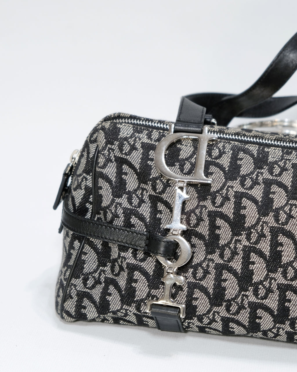 Vintage Dior Trotter Oblique Boston Handbag with Charms