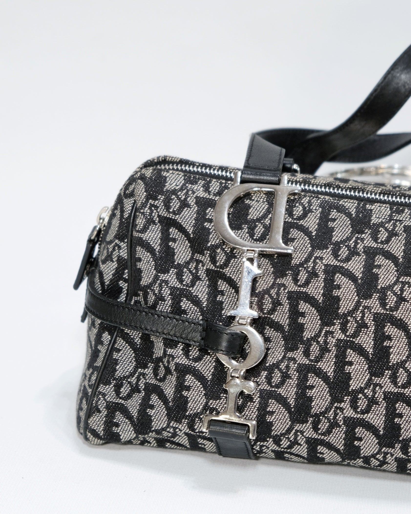 Vintage Dior Trotter Oblique Boston Handbag with Charms