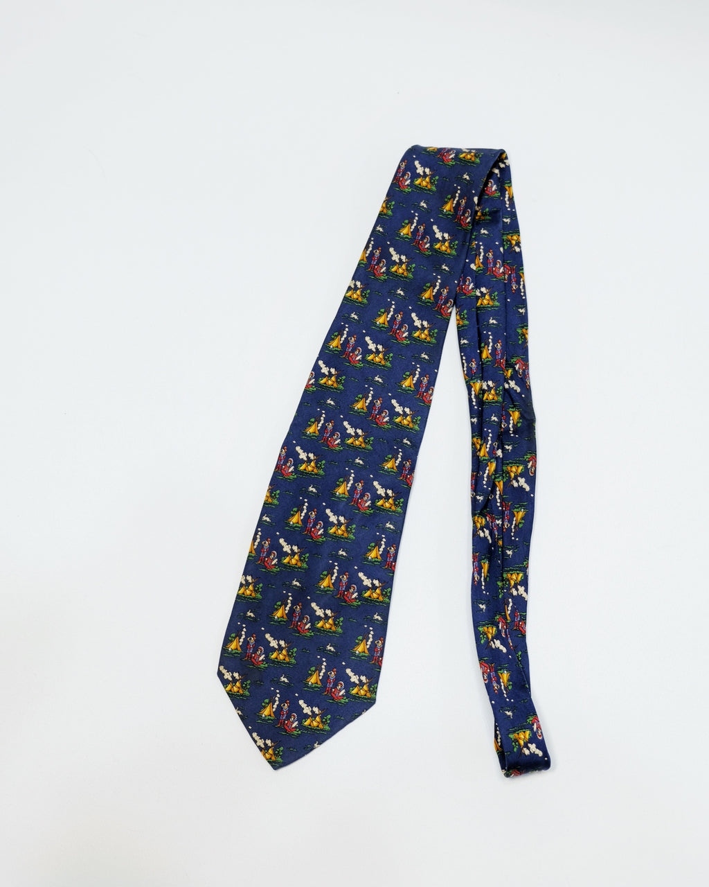 Ferragamo Vintage Blue Western Camp Print Silk Tie