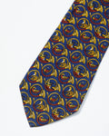 Ferragamo Vintage Navy Royal Horn Print Silk Tie