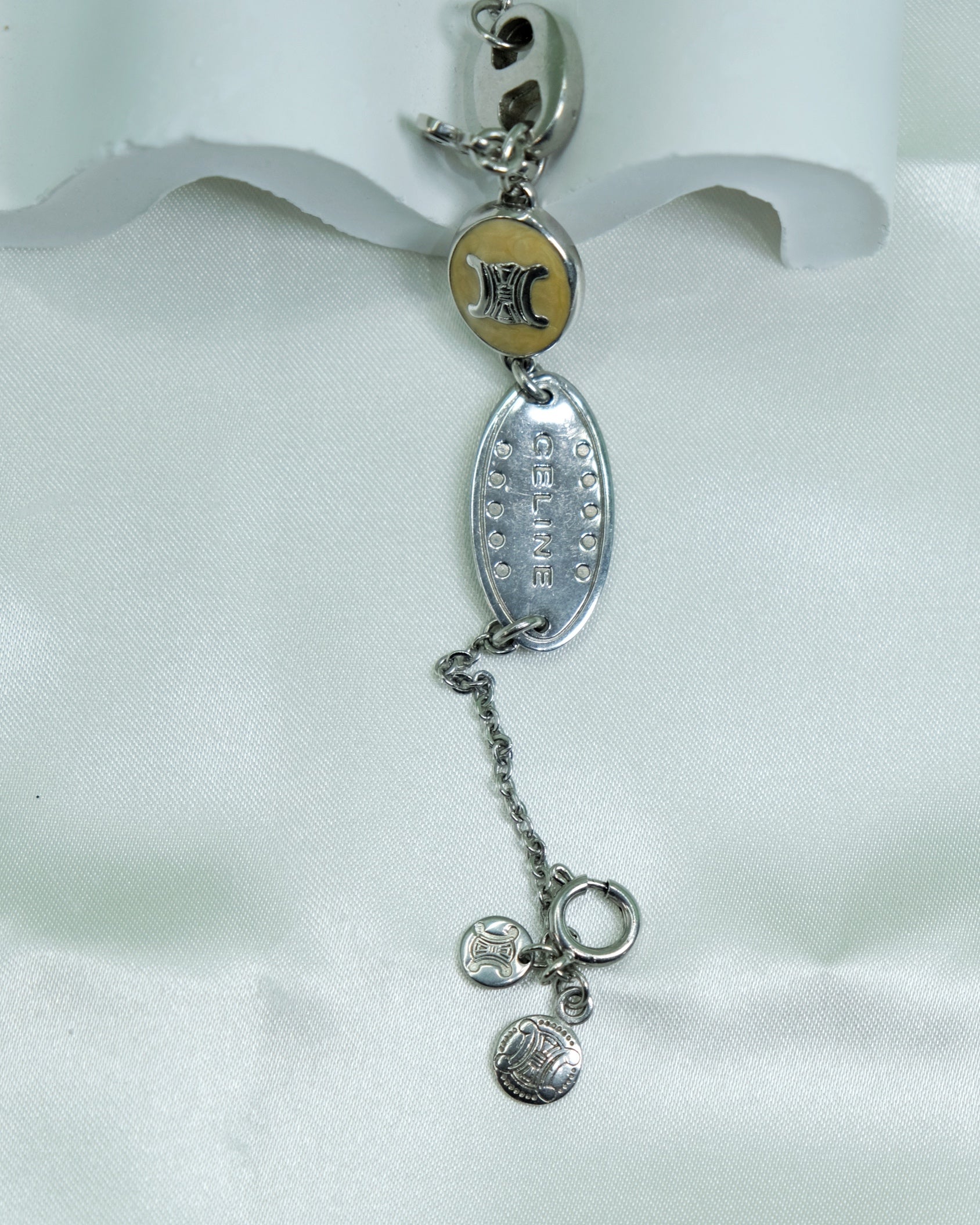 Celine Vintage Triomphe Multi-Charm Chain Bracelet in Silver 925