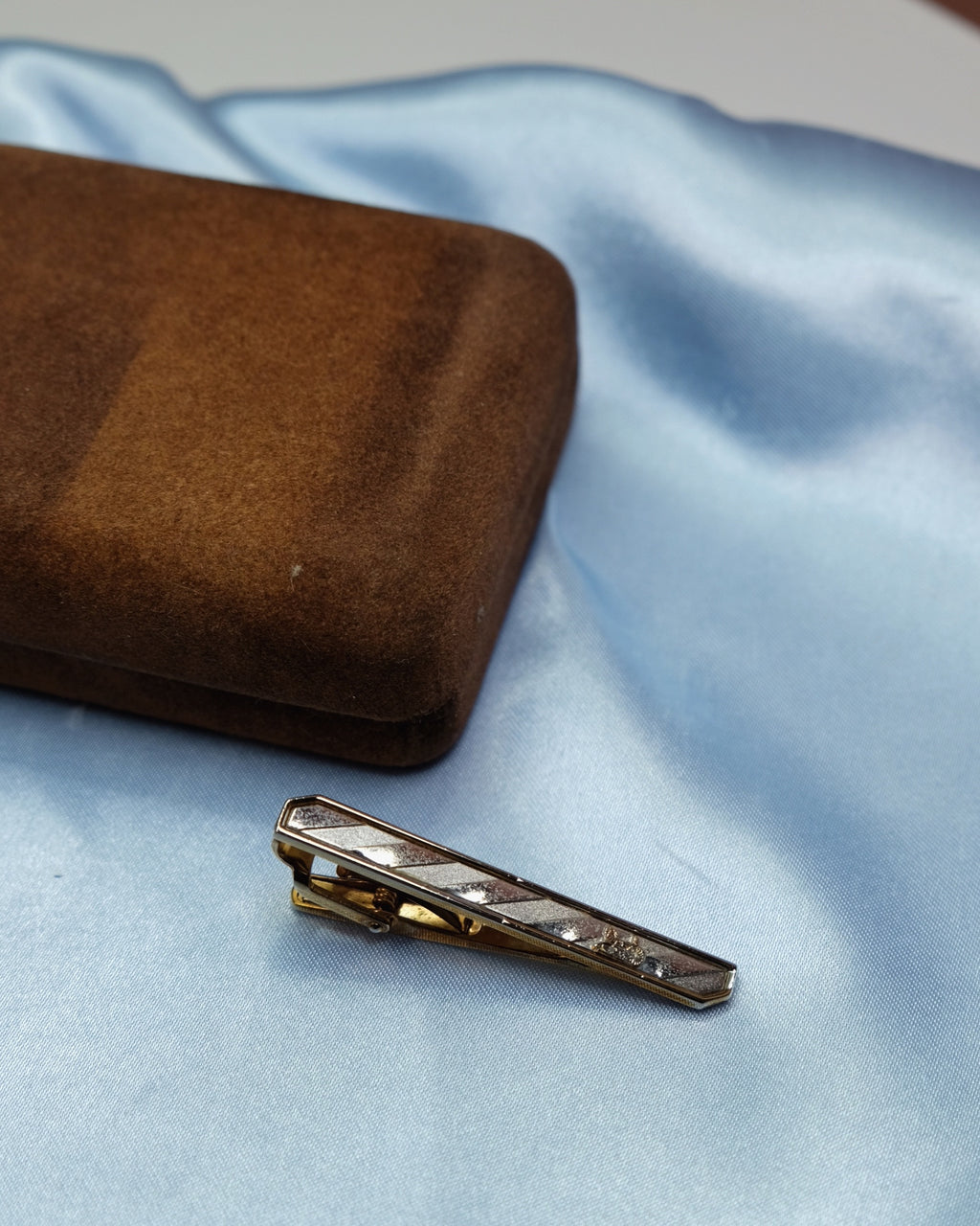 Celine Vintage Classic Carriage Cufflinks & Tie Clip Set Silver & Gold Tone