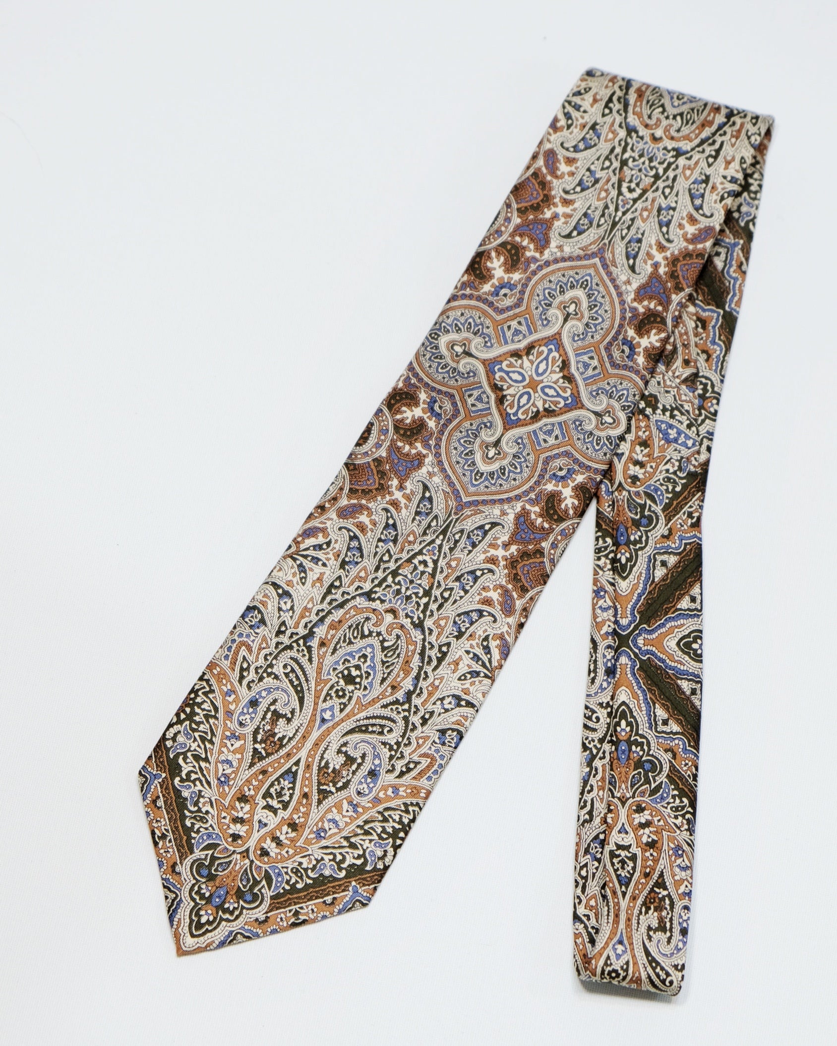 Dior Earth-Tone Medallion Paisley Silk Tie