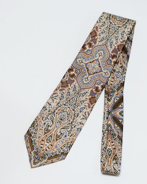 Dior Earth-Tone Medallion Paisley Silk Tie