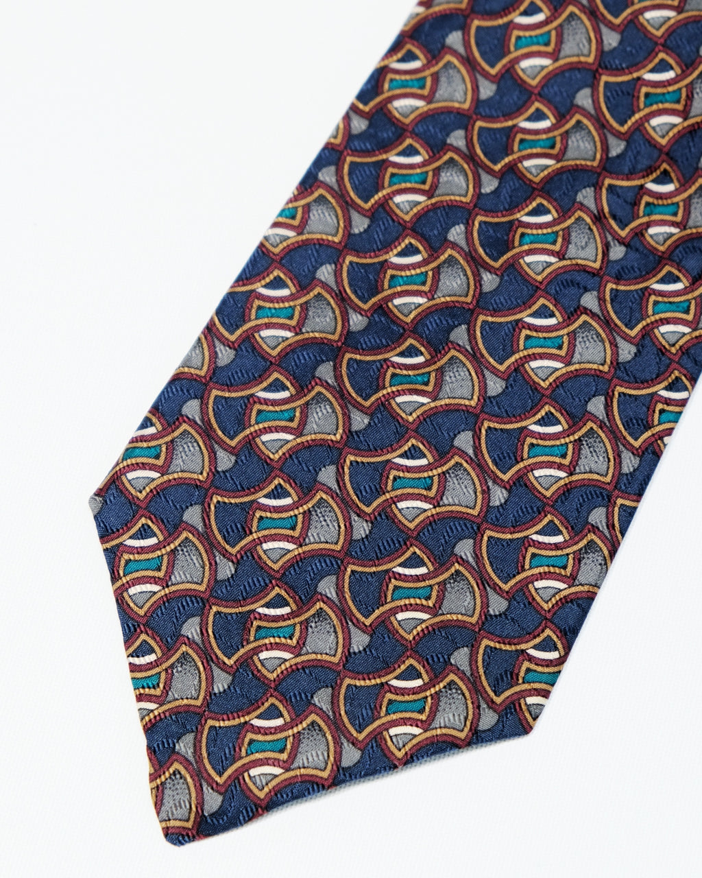 Dior Modernist Optical Motif Silk Tie in Navy & Teal