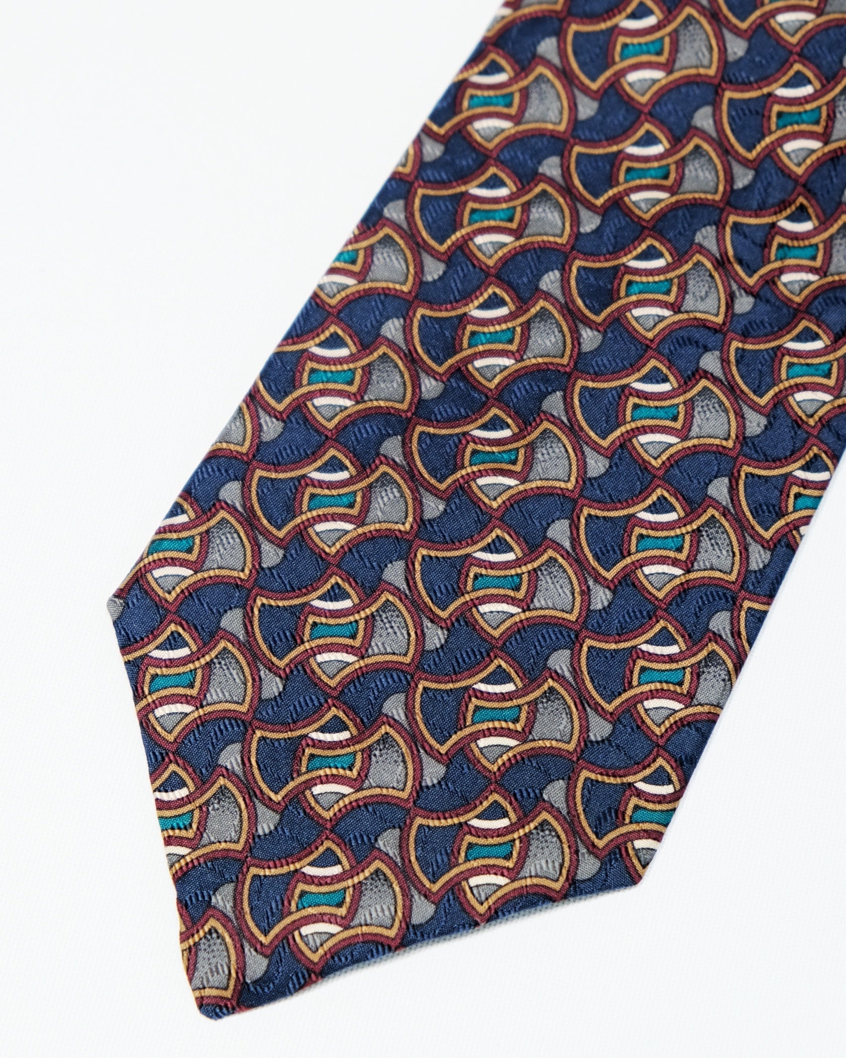 Dior Modernist Optical Motif Silk Tie in Navy & Teal
