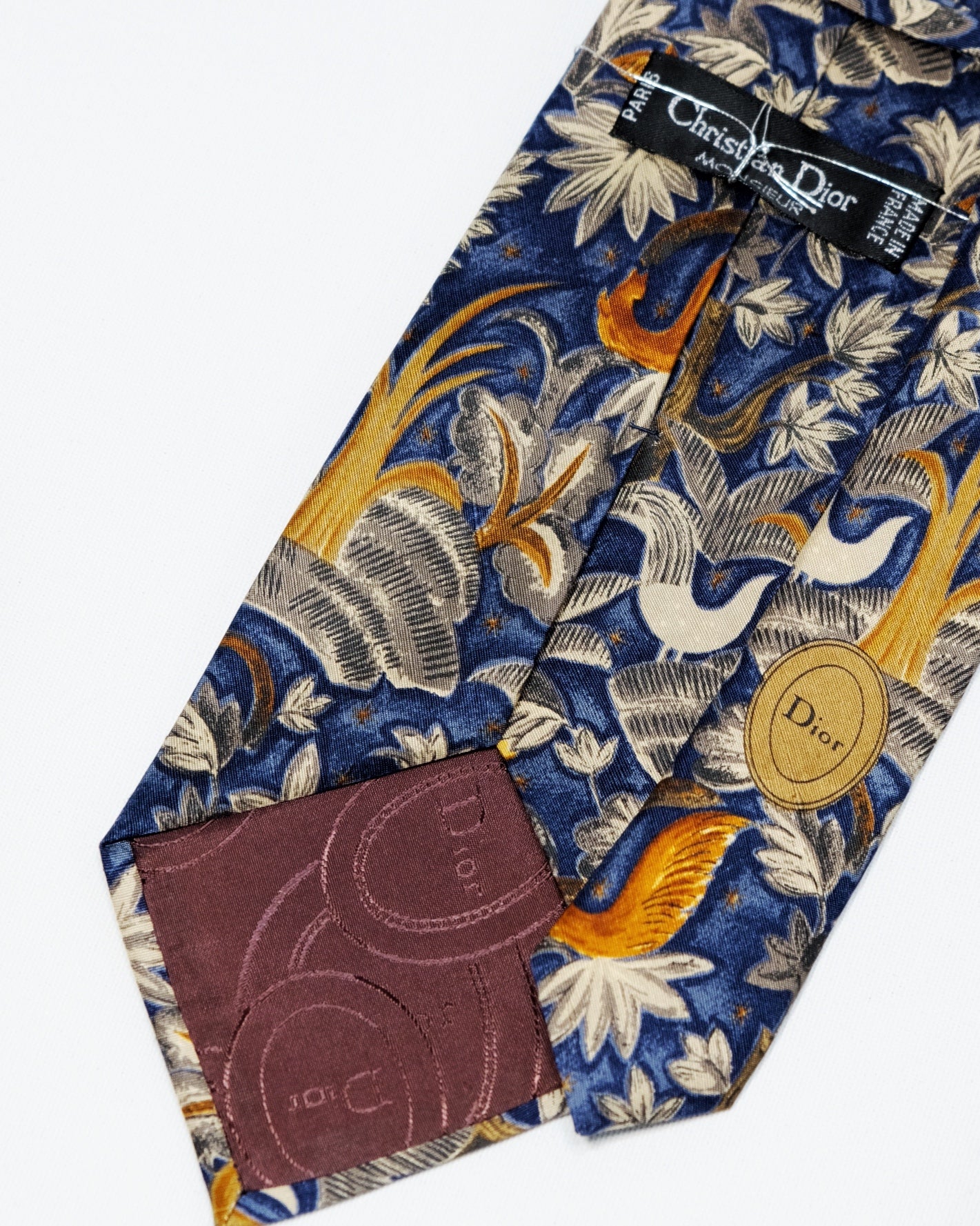 Dior Tapestry Phoenix & Floral Motif Silk Tie