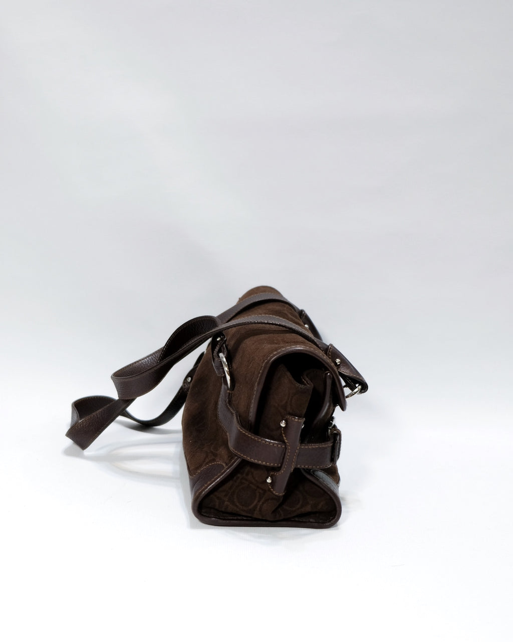 Ferragamo Gancini Brown Suede Shoulder Bag