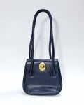 RARE Dior Navy Grained Leather Long Strap Shoulder Bag with Oval CD Emblem