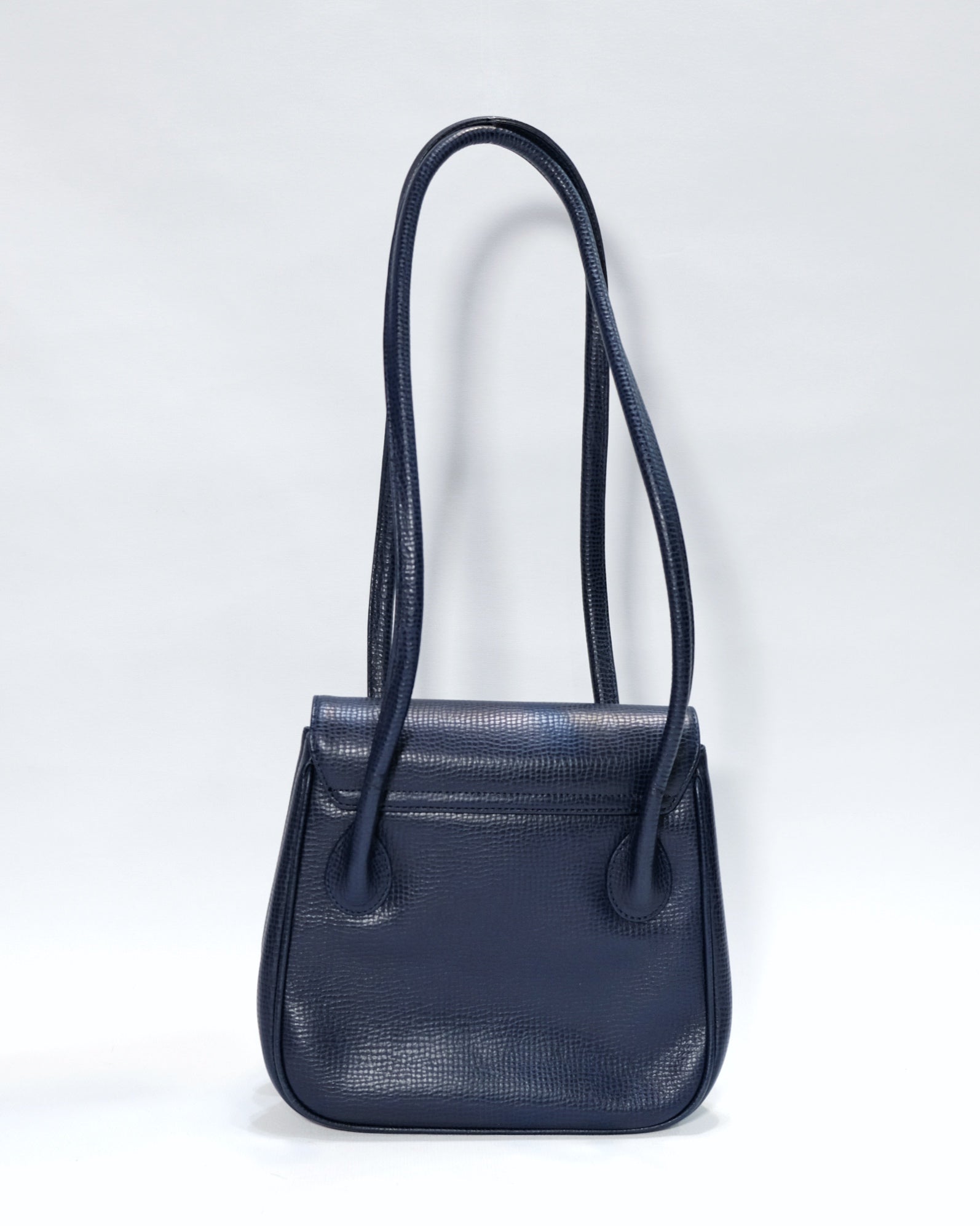 RARE Dior Navy Grained Leather Long Strap Shoulder Bag with Oval CD Emblem