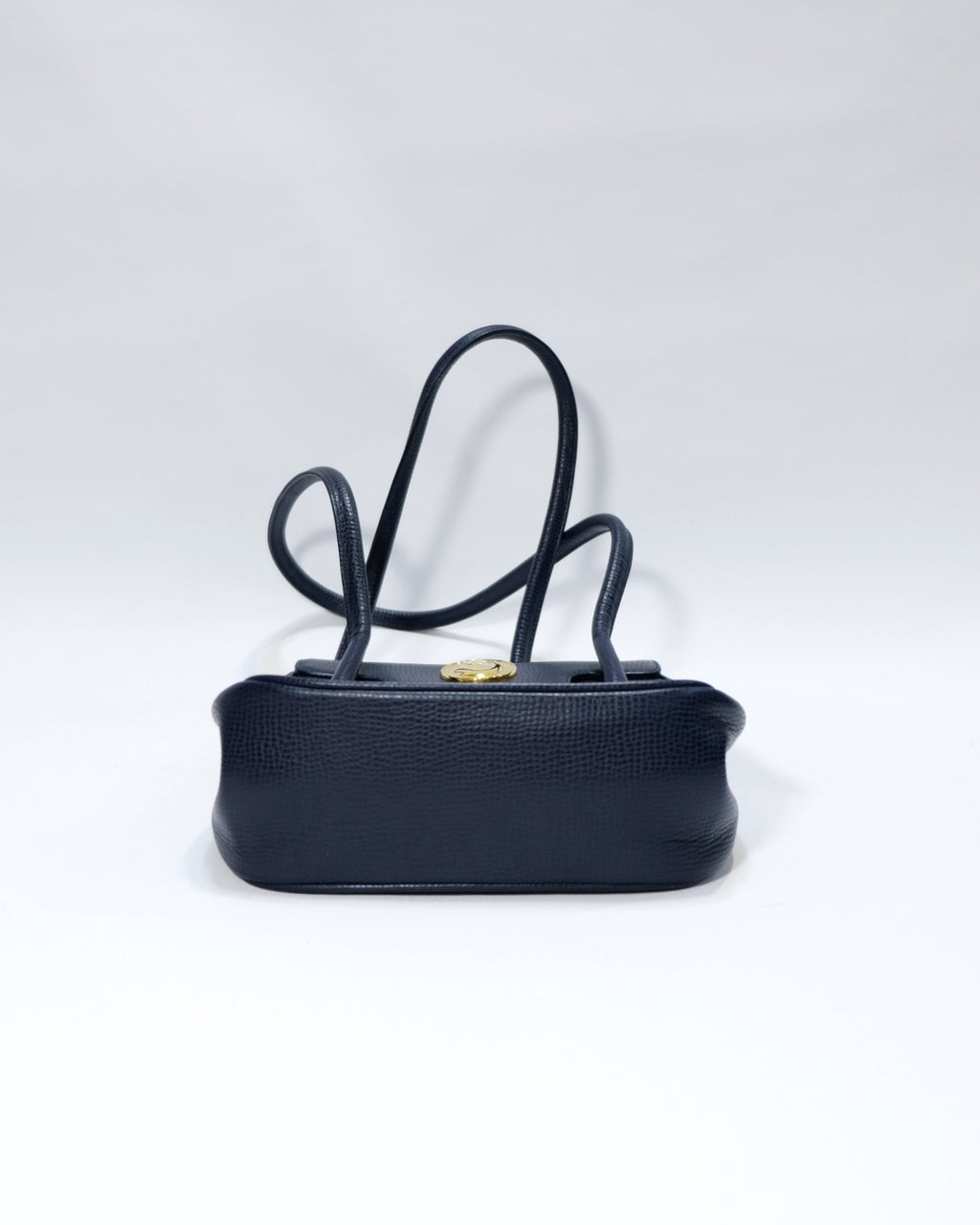 RARE Dior Navy Grained Leather Long Strap Shoulder Bag with Oval CD Emblem