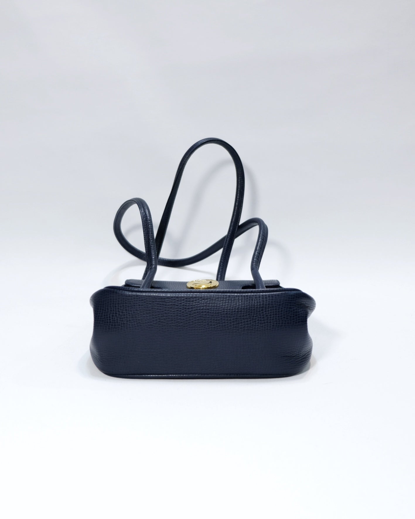 RARE Dior Navy Grained Leather Long Strap Shoulder Bag with Oval CD Emblem