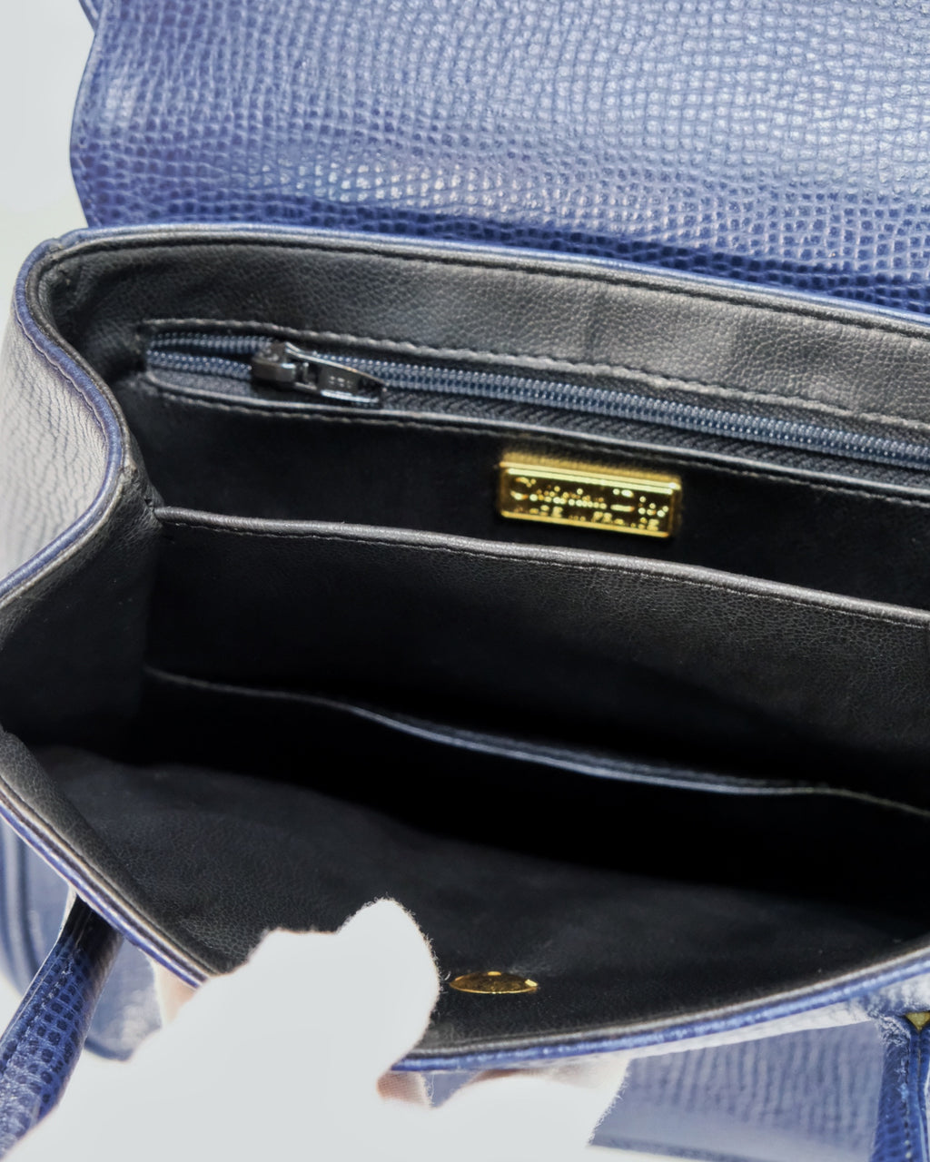 RARE Dior Navy Grained Leather Long Strap Shoulder Bag with Oval CD Emblem