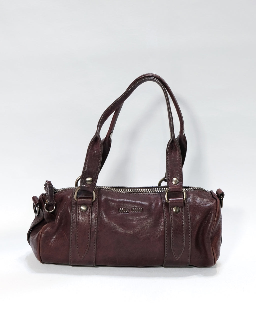 Miu Miu Copper Leather Barrel Bag By Miuccia Prada