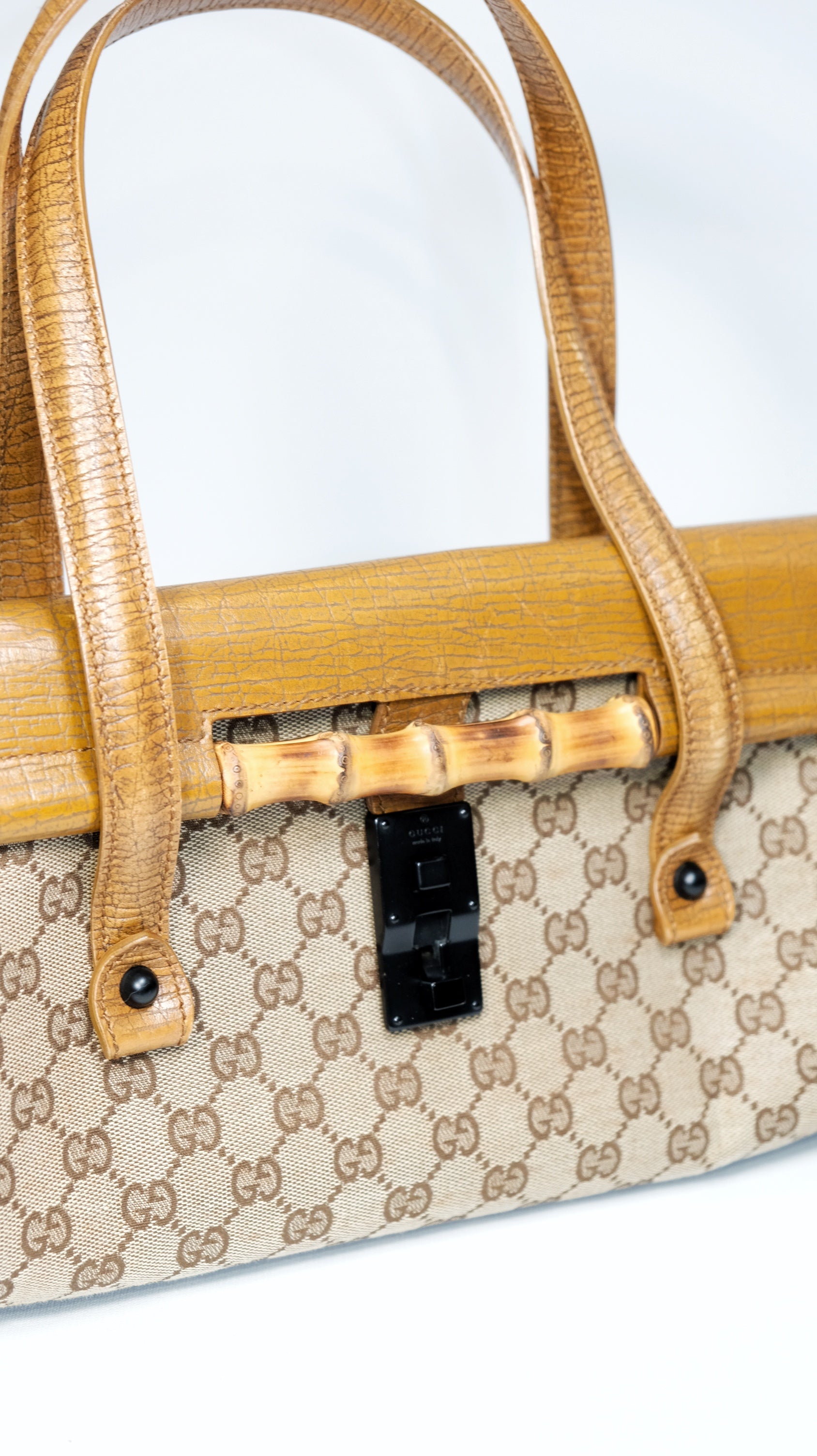Gucci GG Canvas Bamboo Shoulder Bag By Tom Ford
