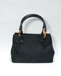 Gucci Black GG Canvas Bamboo Handle Tote Bag By Tom Ford 