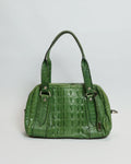 Miu Miu Green Leather Alligator Bowling Bag