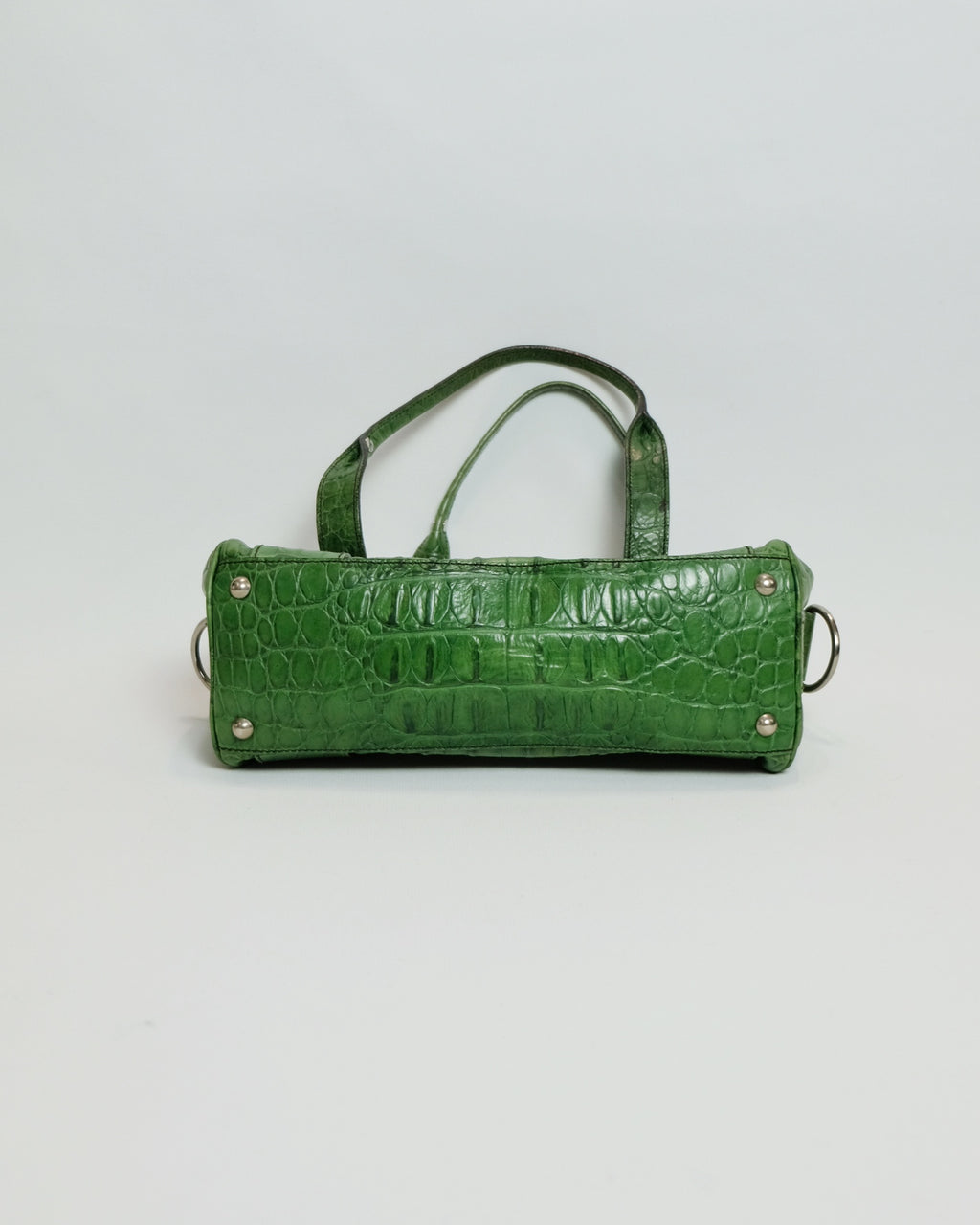 Miu Miu Green Leather Alligator Bowling Bag