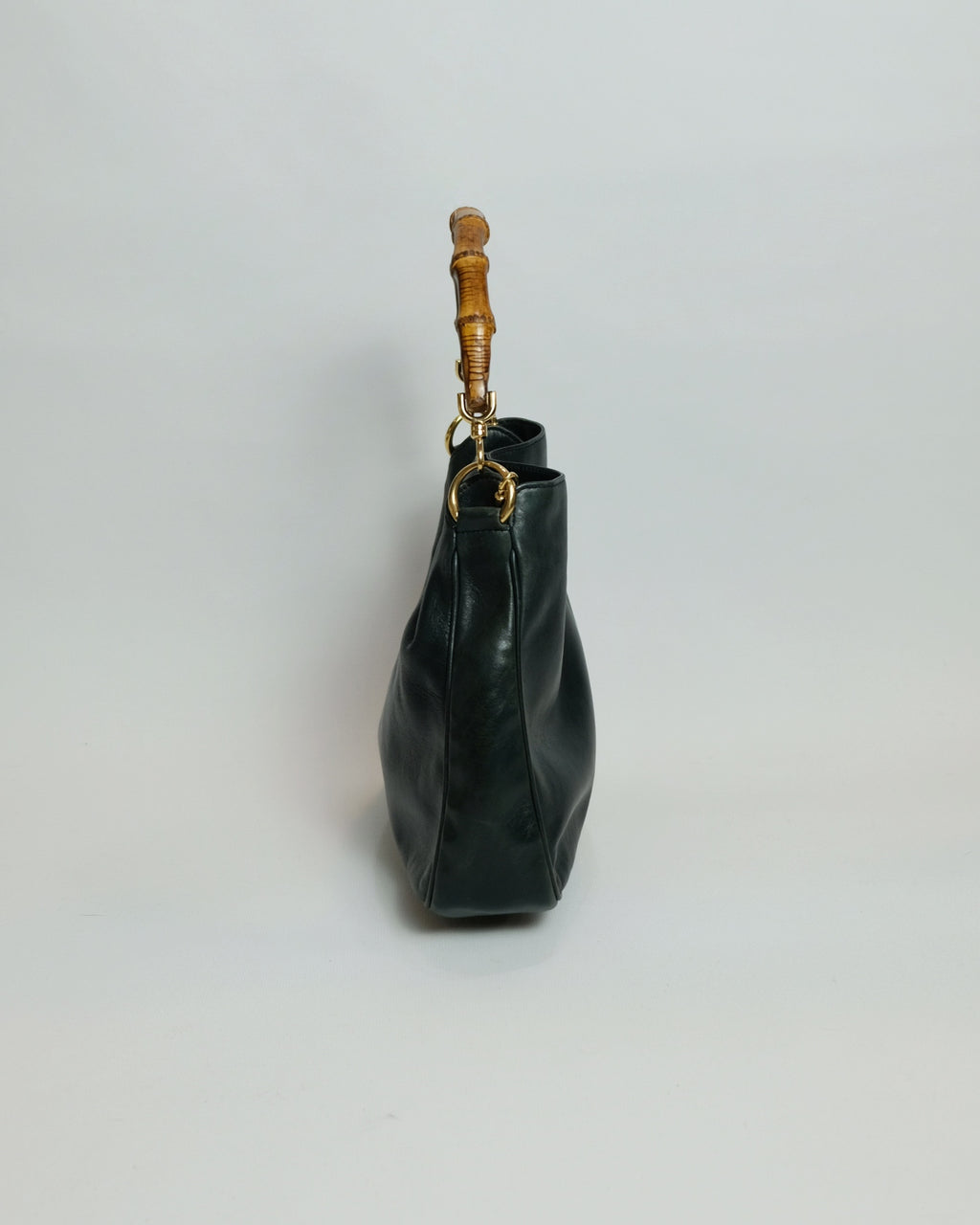 Gucci 2-way Black Leather Tote Bag with Bamboo Handle and Original Strap